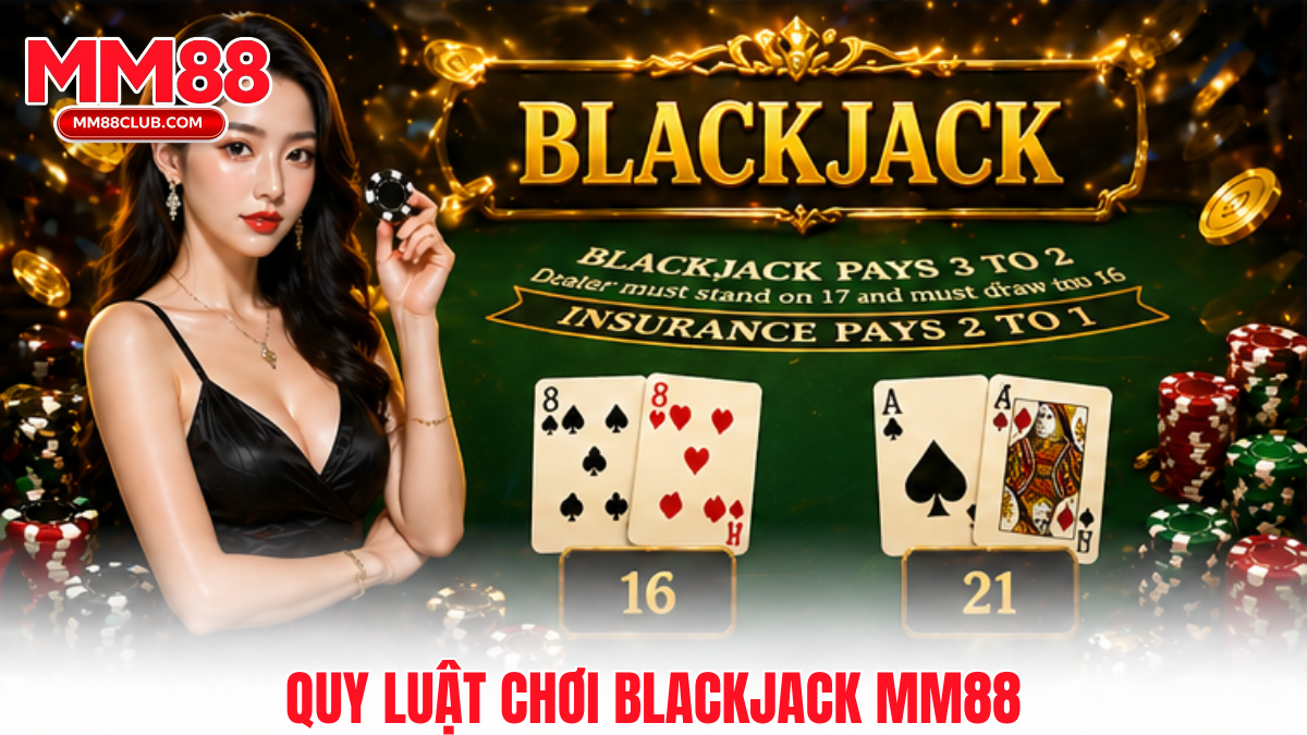 Quy luật chơi Blackjack MM88 với cách tính điểm và hành động cơ bản dễ hiểu
